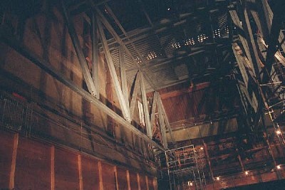 60 ft trusses were installed to accomodate the new grid and fly system